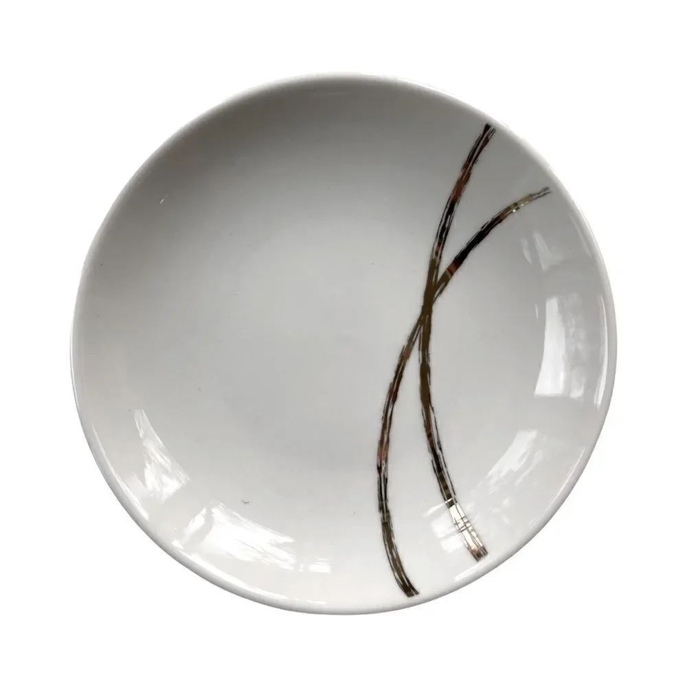 White & Metallic Abstract Porcelain Jewelry Trinket Dish Small 4” New in Box